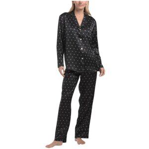 PETITE PLUME Silk 2pc Art Nouveau Pajama Top And Pants Set